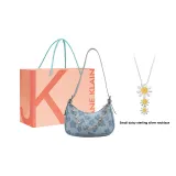 Синий + Маргарита Серебряное Ожерелье