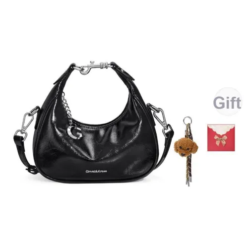 CinvaiKrose Коровья кожа Полумесяц Сумка Сумка через плечо Маленькая Сумка для женщин Экрю Серебристый Черный