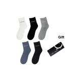 Black+White+Gray+Dark Gray+Blue (Носки до колена *5 пар)