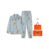 Светло-синий медведь, повседневный, с длинным рукавом, домашняя одежда