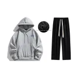 Комплект одежды: Флисовая подкладка (Свитшот серого цвета с фотиной + Черные штаны)