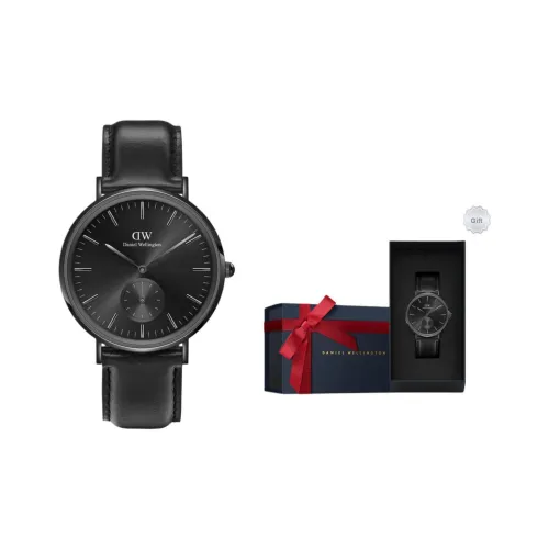 Daniel Wellington Наручные часы Кварцевый механизм Кожаный ремешок 40 мм Черный циферблат Мужские часы