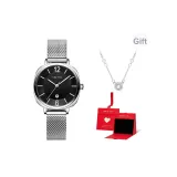 Серебряный ремешок, черный циферблат (в коробке "Восторг" + в комплекте с ожерельем)