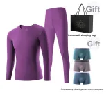 Виноградный фиолетовый круглый шея комплект (бесплатно 3 пары нижнего белья с одинаковым размером + сумка) Derong термо/без следов антибактериальный