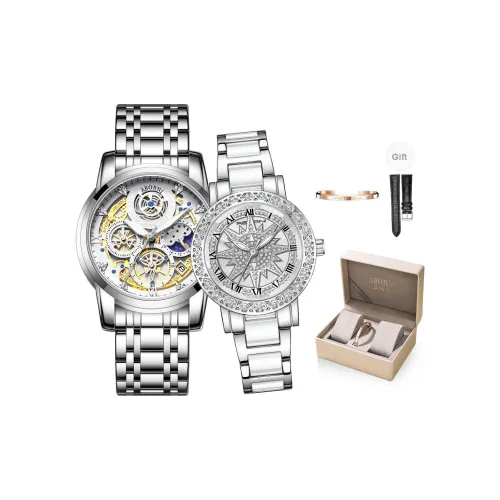 ABORNI Кварцевый механизм ремешок из нержавеющей стали унисекс белый циферблат