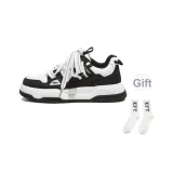 Чёрный Белый (Подарок Спортивные Носки до колена, 1 упаковка)