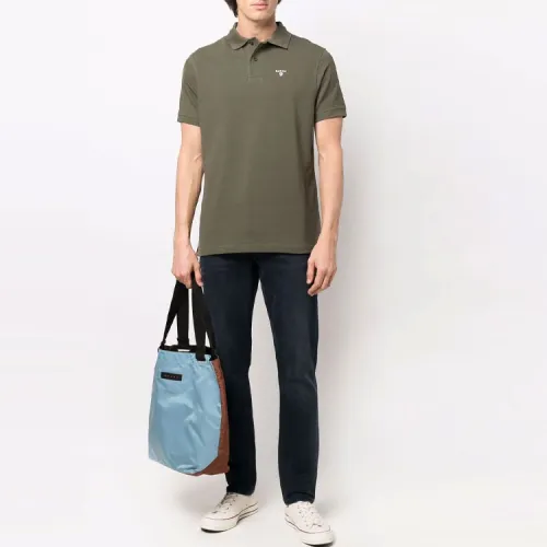 BARBOUR Мужская поло оливково-зеленого цвета