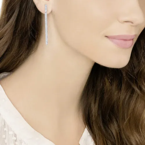 Swarovski Game Серьги-подвески из искусственного хрусталя, серебряные, женские