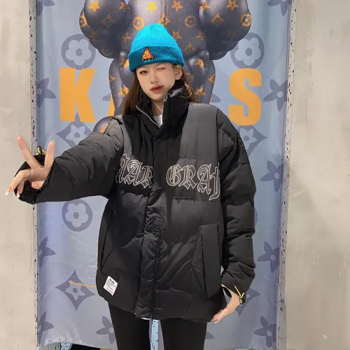 MARGRAF Буква Воротник-стойка Свободный крой Утолщенный Стандартное издание Пуховая куртка Женская