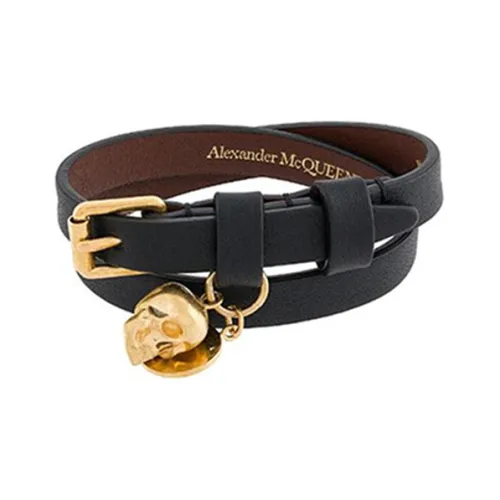 Alexander McQueen Sheepskin Браслеты Унисекс Черное Золото