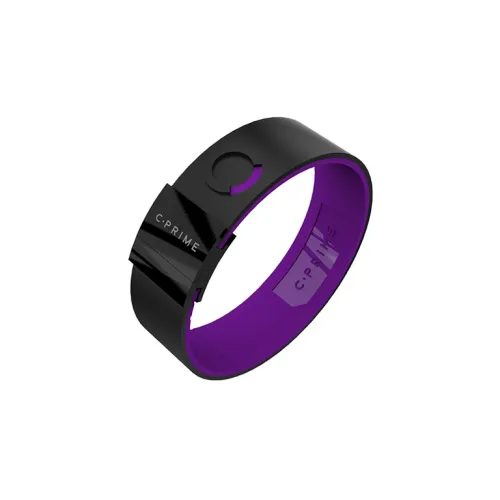 C∙PRIME Патентованный чип, пищевой силикон, нержавеющая сталь Snap, браслеты, черный/фиолетовый/черная застежка, мужской