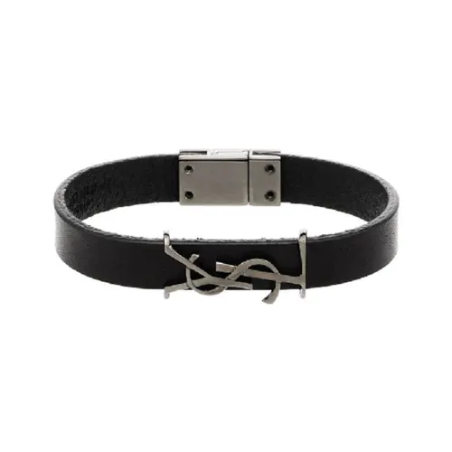 SAINT LAURENT Браслеты из телячьей кожи, черные, мужские