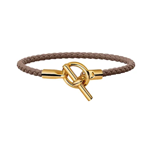 HERMES Glenan H Кожа Браслеты Золотой Тауповый Женские
