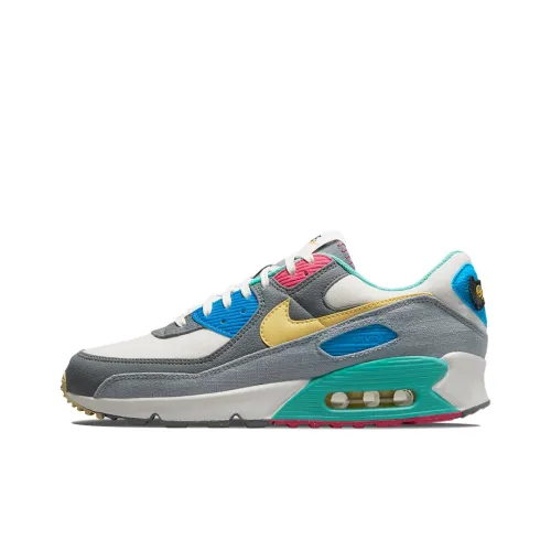 Nike Air Max 90 Low Топ Беговые кроссовки Мужские Серый Белый Синий