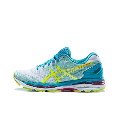 Asics Gel Nimbus 18 Low Топ Беговые кроссовки Женские Белый Синий Желтый