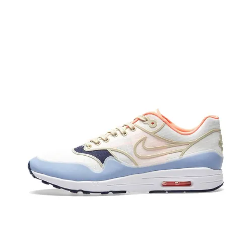 Nike Air Max 1 Low Топ Беговые кроссовки Женские Белые Синие Оранжевые
