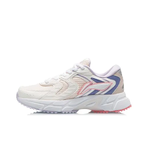 LiNing Shock Absorbers Slip-Resistant Abrasion-Resistant Low-Top Беговые кроссовки Женские Розовый Белый Синий