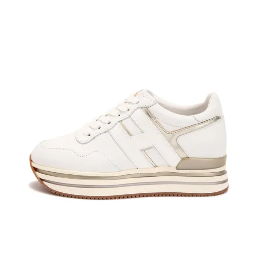 HOGAN H222 Низкий Топ Повседневная Обувь Женская Белая Золотая