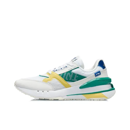 LINING Амортизация Устойчивый к истиранию Легкий Дышащий Низкий Топ Беговые кроссовки Мужские Белый Желтый