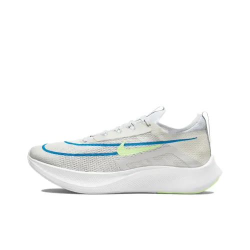 Nike Zoom Fly 4 Дышащий и Устойчивый Низкий Топ с Карбоновыми Плитами для Беговых Гонок Мужские Белый Желтый