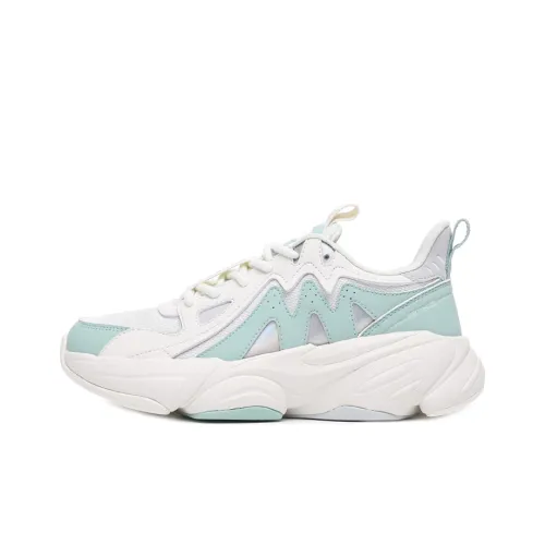 Erke Strange Bomb Износостойкие Низкие Беговые Кроссовки Женские Белые Зеленые