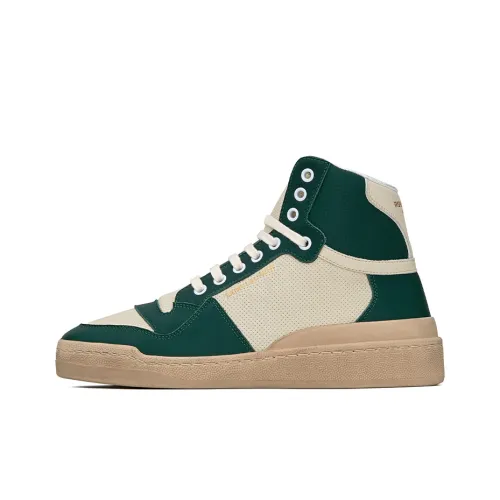 SAINT LAURENT Высокий Топ Стильный Скейтбординг Женские Белый Зеленый Потертый Позиционирование Стиль