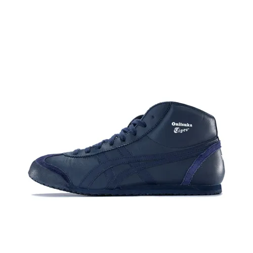 Onitsuka Tiger Mexico Mid Runner Устойчивый к истиранию MID Топ Кэжуал Унисекс Темно-синий