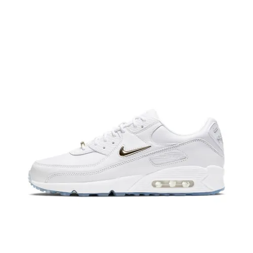 Nike Air Max 90 Low Топ Беговые кроссовки Мужской Белый Золото Синий