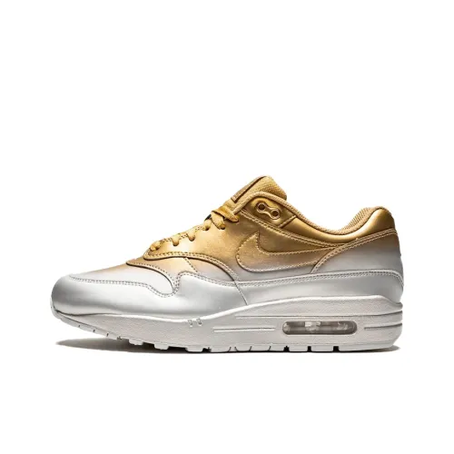 Nike Air Max 1 Low Топ Беговые кроссовки Женские Золотые и Серебряные