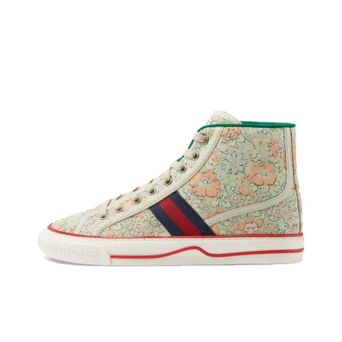 GUCCI Tennis 1977 Liberty London Высокий Топ Стильные Скейтбординги Женские Желтый Красный Синий