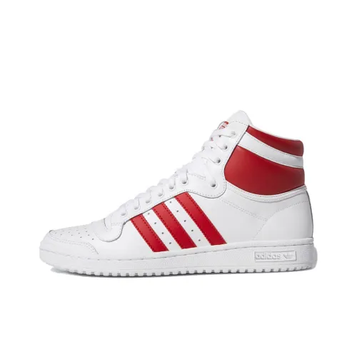 Adidas Originals Top Ten Hi противоскользящие устойчивые к истиранию MID Скейтбординг Кроссовки Мужские Ярко-белый Красный