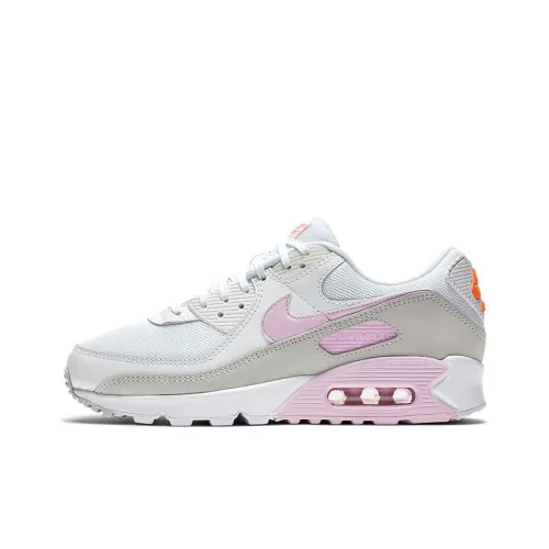 Nike Air Max 90 Low Топ Повседневные Беговые Кроссовки Женские Серый Розовый Белый