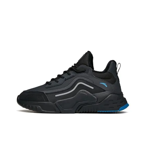 ANTA Износостойкие противоскользящие низкие беговые кроссовки для мужчин серый и черный с флисовой подкладкой