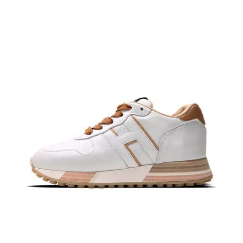 HOGAN H383 Низкий Топ Повседневная Обувь Женская Белая Коричневая