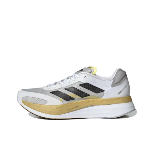 Adidas Adizero Boston 10 Амортизаторы Slip-resistant Abrasion-resistant Низкий топ Беговые кроссовки Мужские Серый Белый