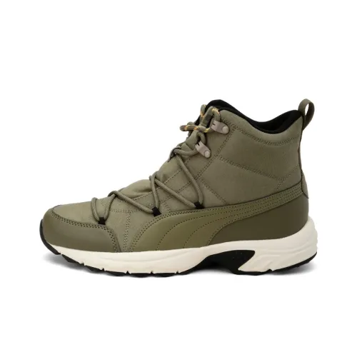 PUMA Axis Slip-Resistant Abrasion-Resistant Thermal High-Top Running Shoes Unisex Army Green Пума Axis противоскользящие устойчивые к истиранию термальные высокие беговые кроссовки унисекс армейский зеленый