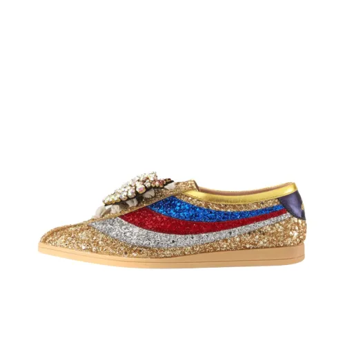 GUCCI Falacer Низкий Топ Стильный Скейтбординг Женские Золото Синий Красный