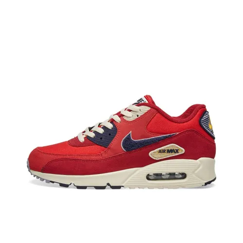 Nike Air Max 90 Low Топ Беговые кроссовки Мужские Красный Белый