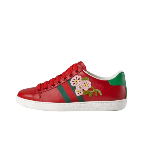 GUCCI Ace Low Топ Стильные Скейтбординги Женские Furong Red