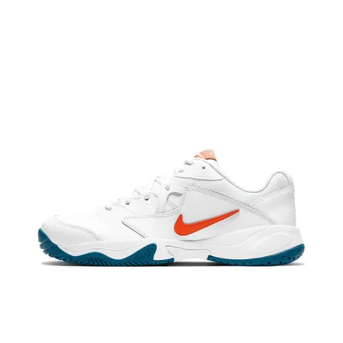 Nike Court Lite 2 Амортизация Устойчивость к истиранию Дышащие Низкие Кроссовки для тенниса Мужские Белый Оранжевый Синий