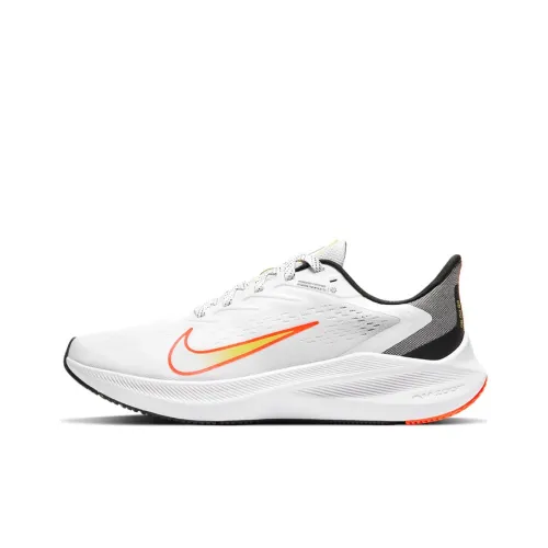 nike Zoom Winflo 7 Противоскользящий Устойчивый к истиранию Низкий Топ Повседневные Беговые кроссовки Женские Белый Оранжевый Черный