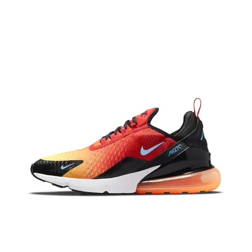 Nike Air Max 270 Low Топ Air Cushion Беговые кроссовки Мужской Красный черный Закат
