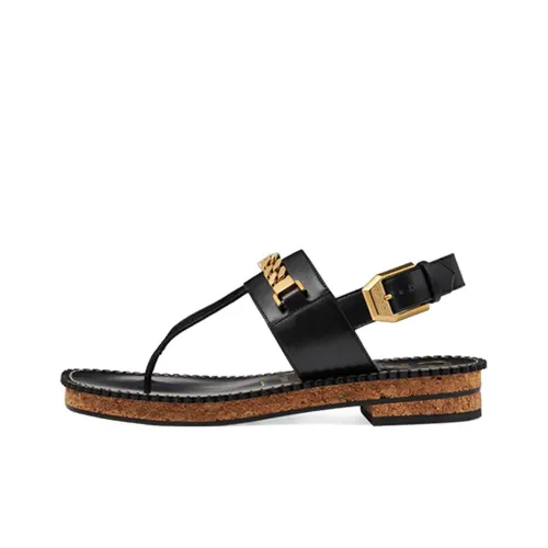 GUCCI Sylvie Цепь One Ремешок Сандалии Женские Черные