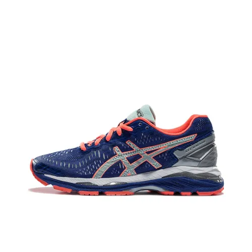 Asics Gel Kayano 23 Устойчивые к истиранию Низкие Кроссовки для Бега Женские Синие и Серебряные