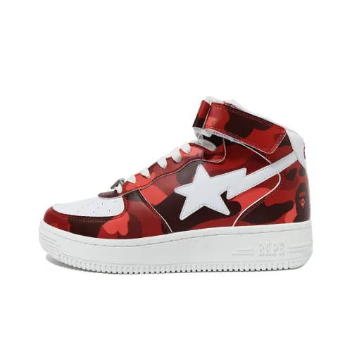 A BATHING APE STA MID Высокие Топы Стильные Скейтбординг Мужские Розовые Красные
