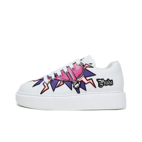 PRADA Низкий Топ Стильные Скейтбординги Женские Белые
