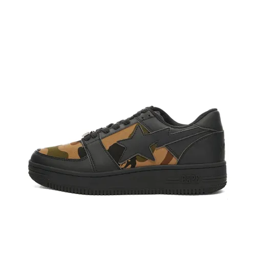 A BATHING APE BAPE STA Low M1 Low Топ Стильные Скейтбординги Мужской Черный Камуфляж