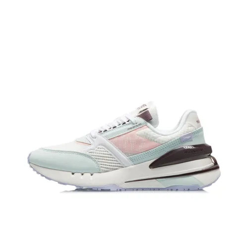 LiNing Slip-resistant Abrasion-resistant Lightweight Low-Top Running Shoes Women's White Blue LiNing Противоскользящие Износостойкие Легкие Низкие Беговые Кроссовки Женские Белые Синие