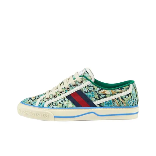 GUCCI Tennis 1977 LIBERTY Низкий Топ Стильные Скейтбординги Женские Зеленый Красный