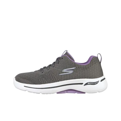Skechers Go Walk Arch Fit Низкий Топ Беговые кроссовки Женские Серый Фиолетовый